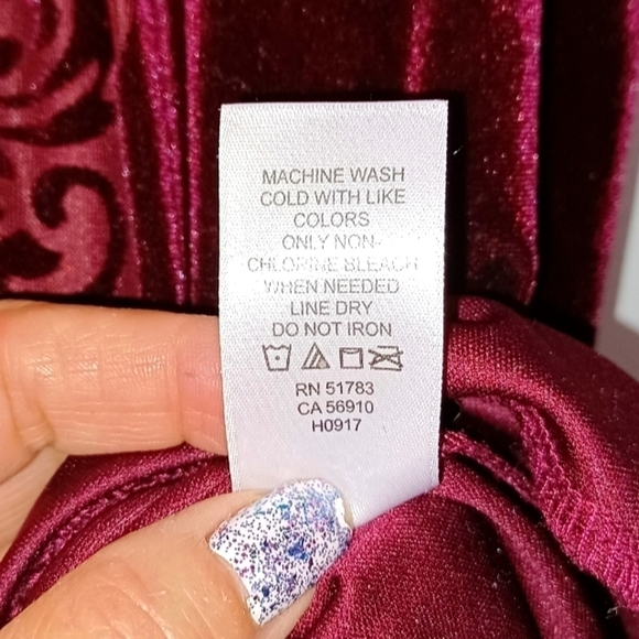 Women's Maurice Dark Red Velour Dress M - Picture 4 of 5